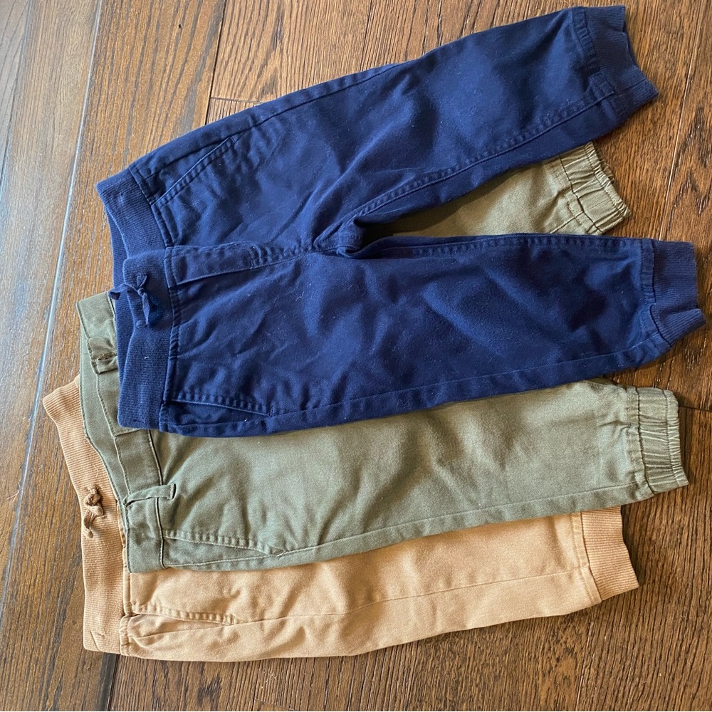 Janie and Jack Kids' Sweatpants - Navy, Olive, Tan - Set of 3